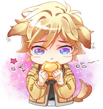 animal_ears blonde_hair blue_eyes dog_boy dog_ears dog_tail jacket luke_skywalker star_wars star_wars:_a_new_hope tagme tail yellow_jacket