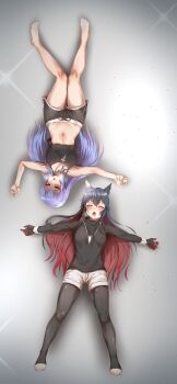 Rule 34 | 2girls, artist request, catfight, character request, midriff, multiple girls, shorts, tagme, texas (arknights)