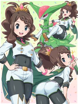 1girl hilda_(champion)_(pokemon) hilda_(pokemon) iron_leaves pokemoa pokemon pokemon_masters_ex