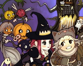 Rule 34 | 2005, arm belt, artist request, asgard, bare tree, belt, belt buckle, black cape, black dress, black eyes, black hat, black shirt, black sleeves, blush, branch, breasts, brown belt, brown eyes, brown hat, buckle, calendar (medium), cape, cleavage, clenched hand, clenched teeth, crying, dated, dress, fewer digits, ghost, gloves, green tail, grey eyes, grey hair, grey shirt, grey sleeves, halloween, hat, impasto, insect wings, lips, long sidelocks, looking to the side, medium breasts, medium hair, monster, mouse (animal), nexon, october, official art, official wallpaper, orange hair, pale skin, pelt, plant tail, puffy short sleeves, puffy sleeves, pumpkin, pumpkin head, purple background, scarf, second-party source, shirt, short sleeves, sidelocks, single sleeve past wrist, solid oval eyes, streaming tears, striped clothes, striped shirt, striped sleeves, tears, teeth, thumb hole sleeves, tree, two-sided cape, two-sided fabric, two-tone shirt, two-tone sleeves, v-shaped eyebrows, white gloves, white scarf, white shirt, white sleeves, white wings, winding key, wings, witch hat