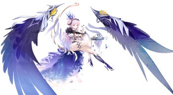 08096200 1girl absurdres alternate_breast_size_(larger) alternate_costume angel_wings bikini bird bird_on_hand blue_archive breastless_clothes breastless_leotard breasts bright_pupils cleavage commentary_request crossed_legs crown detached_wings donut_hair_bun expressionless floating floating_crown hair_bun halo high_heels highleg highleg_leotard highres jewelry large_breasts leotard long_hair looking_at_viewer material_growth mika_(blue_archive) pink_hair pink_halo puffy_short_sleeves puffy_sleeves purple_wings short_sleeves side_up_bun simple_background single_side_bun solo spread_wings strapless strapless_bikini swimsuit thighlet thighs tray very_long_hair waist_cape white_background white_pupils wings yellow_eyes