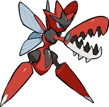 blue_eyes commentary_request full_body gen_2_pokemon insect_wings kawaanago lowres mega_pokemon mega_scizor nintendo pincers pokemon pokemon_(creature) pokemon_focus scizor solo transparent_background wings