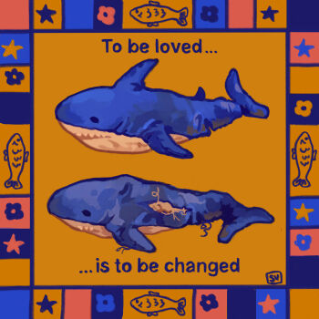 Rule 34 | border, english text, fish, highres, ikea, ikea shark, multiple views, no humans, simple background, stuffed animal, stuffed shark, stuffed toy, swagvo1d, torn, yellow background