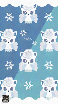 Rule 34 | alolan form, alolan vulpix, animal focus, blue eyes, fox, gen 7 pokemon, highres, meme (sleepsheep), nintendo, no humans, pokemon, pokemon (creature), pokemon focus, snowflakes, star (symbol), star in eye, symbol in eye, tail, white fur