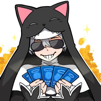 Rule 34 | animal hat, cat hat, digimon, digimon (creature), digimon card game, hat, meme, nun, sistermon noir, sunglasses
