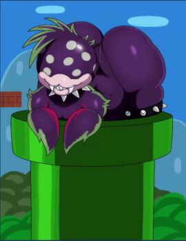 1girl animated animated_gif ass ass_shake eric_lowery facing_viewer fangs heart huge_ass industrial_pipe mario_(series) masterxxxl monster_girl nintendo original outdoors piranha_plant sharp_teeth solo super_mario_bros._1 teasing teeth thick_thighs thighs wide_hips