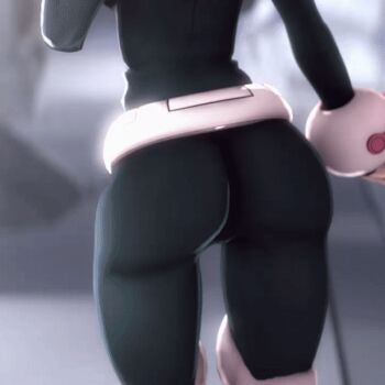 1girl 3d animated animated_gif ass ass_focus ass_shake belt bodysuit boku_no_hero_academia boots dancing from_behind greatm8 short_hair solo swaying thighs uraraka_ochako