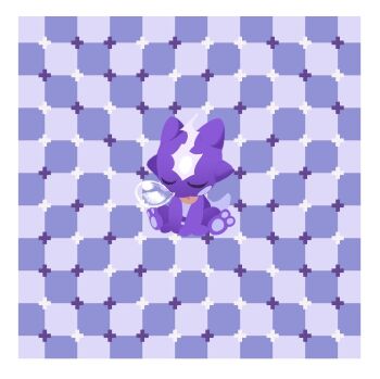 border checkered_background closed_eyes gen_8_pokemon molymes nintendo no_humans nose_bubble optical_illusion plus_sign pokemon pokemon_(creature) primrose_field_illusion sitting sleeping solo tongue tongue_out toxel white_border