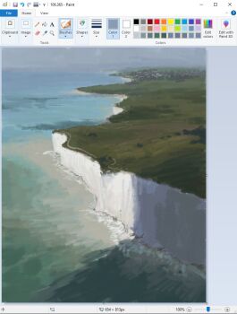 art_program_in_frame christian_young city cliff commentary day dirt_road from_above landscape microsoft_paint_(medium) microsoft_paint_(software) mountainous_horizon no_humans ocean original outdoors painterly road scenery screencap shore surf water