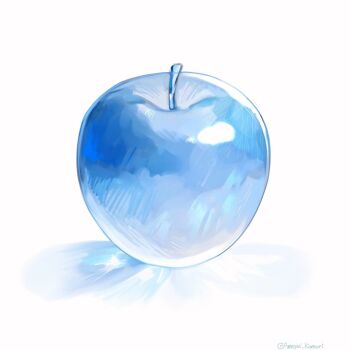 ameyui_komori apple blue_apple blue_theme commentary_request food food_focus fruit fruit_focus no_humans original shadow simple_background still_life twitter_username white_background