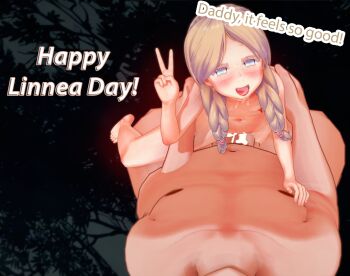 1boy 1girl 3d age_difference artist_request blonde_hair blush braid censored flat_chest girl_on_top hetero incest linnea_(baraag) loli pizzacatmx sex tagme