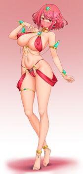 1girl absurdres alternate_costume breasts dancer haishi_kakyo highres pyra_(xenoblade) red_eyes red_hair solo xenoblade_chronicles_(series) xenoblade_chronicles_2