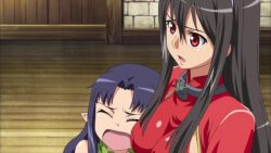 10s 3girls alternate_form animated annelotte armor aura bare_legs black_hair breasts chinese_clothes clothes_lift corruption covered_erect_nipples disgust dress dress_lift elf femdom glowing grabbing_from_behind grabbing_own_breast green_dress hairband highleg highres large_breasts looking_at_another moaning multiple_girls multiple_others open_mouth outdoors panties petite pointy_ears queen's_blade queen's_blade_rebellion red_dress restrained revealing_clothes road scared screencap sexually_suggestive shiny_skin smug sound street tagme tarnyang_(queen's_blade) underwear upside-down video view_between_legs walking wide_hips yuit_(queen's_blade)