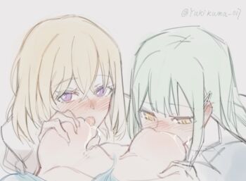 3girls artist_name bang_dream! bang_dream!_it&#039;s_mygo!!!!! blonde_hair blue_hair blush breast_sucking breastfeeding breasts breasts_apart deep_skin double_breast_sucking female_pov fff_threesome grabbing_another&#039;s_breast green_hair grey_background groping group_sex hair_ornament hairclip lactation large_breasts long_hair looking_ahead looking_at_breasts looking_at_viewer looking_up misumi_uika multiple_girls nose_blush pov pov_breasts purple_eyes short_hair simple_background sketch threesome togawa_sakiko twitter_username wakaba_mutsumi yellow_eyes yukikuma_(yukikuma_018) yuri