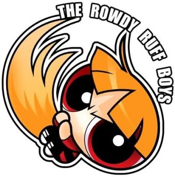 Rule 34 | 1boy, bad link, black pants, black shoes, blunt bangs, brick (ppg), covering own mouth, english text, engrish text, fetal position, long hair, looking at viewer, lowres, male focus, orange hair, pants, powerpuff girls, ranguage, red eyes, red shirt, shirt, shoes, sneakers, solo, solo focus, sticker (medium), striped clothes, striped shirt, v-shaped eyebrows, white background, white shoes, yunomi (bearleaf)