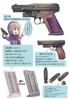 1girl 7.62mm_gerasimenko_caseless ammunition ammunition_focus ammunition_name ammunition_profile bag bullet caseless_ammunition caseless_firearm chart chibi cross-section daito diagram double-compartment_magazine double-stack_magazine electric-primed electronic_firearm engineering_drawing fingerless_gloves gloves grey_eyes grey_hair gun handbag handgun handgun_cartridge high-capacity_magazine information_sheet interior internal_propellant_caseless_ammunition japanese_text magazine_(weapon) original pistol pistol_cartridge primer_(firearms) prototype prototype_design schematic science semi-automatic_pistol sidearm submachine_gun text_focus translation_request vag-72 vag-73 weapon weapon_focus weapon_name weapon_profile weird_guns_of_the_world window_magazine x-ray