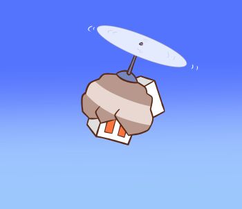 Rule 34 | blue background, commentary request, flat color, flying, full body, gradient background, highres, motion lines, nacli, nintendo, pokemon, pokemon (creature), pokemon focus, propeller, rectangular eyes, redny, simple background, solo, takecopter