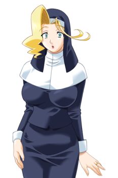 1girl :o aqua_eyes blonde_hair blue_eyes breasts constricted_pupils game_cg gan-chan_(artist) hitozuma_sentai_aisaiger jewelry large_breasts large_variant_set non-web_source nun official_art open_mouth ring solo sophie_andrea_yukitou surprised traditional_nun transparent_background variant_set wide-eyed