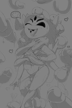 1girl absurdres arthropod_girl breasts bug caressing_testicles donut donut_on_penis extra_eyes fangs food group_sex happy_sex heart highres insect_girl monochrome monster_girl muffet multiple_boys penis spider spider_girl testicles the_boogie tongue uncensored undertale utdr_(toby_fox)