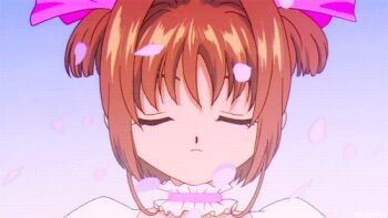 1990s_(style) 1girl animated animated_gif anime_screenshot brown_hair cardcaptor_sakura choker clamp female_focus green_eyes hair_ornament hair_ribbon kinomoto_sakura looking_at_viewer lowres magical_girl official_art portrait retro_artstyle ribbon short_hair solo twintails