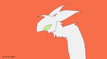 animal animal_focus animated animated_gif bird colored_sclera colored_tongue feathers green_sclera green_tongue kamikiririp lowres no_humans orange_background original simple_background solo spread_wings white_feathers white_fur