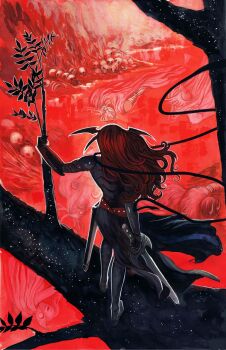 1girl absurdres angela_(marvel) antlers beard blonde_hair blood brother_and_sister brothers cape coat comic_cover corpse cover cover_page eyepatch facial_hair fake_horns father_and_daughter father_and_son floating_hair freyja_(marvel) fur-trimmed_coat fur_trim grey_armor helmet highres holding holding_sword holding_weapon horned_headwear horns jane_foster loki_(marvel) long_hair marvel mother_and_daughter mother_and_son odin_(marvel) official_alternate_costume official_art pile_of_skulls red_cape red_hair scabbard sheath siblings skull standing_on_branch stephanie_hans sword thor_(jane_foster) thor_(marvel) thor_(marvel)_(series) vambraces weapon white_hair winged_headwear winged_helmet