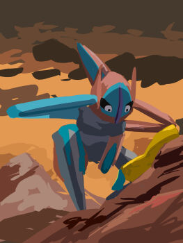 absurdres conejologia deoxys deoxys_(speed) face-to-face gen_3_pokemon highres injury invincible_(series) jirachi legendary_pokemon looking_at_another meme mythical_pokemon nintendo no_humans outdoors pokemon pokemon_(creature) simple_background sky tentacles think_mark_think!_(meme)