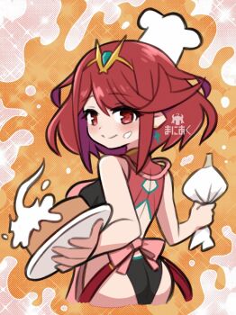 1girl breasts highres large_breasts ma2acworks pyra_(pro_swimmer)_(xenoblade) pyra_(xenoblade) red_eyes red_hair solo swimsuit xenoblade_chronicles_(series) xenoblade_chronicles_2