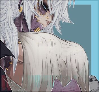 1girl boku_no_hero_academia breasts burn_scar convenient_censoring genderswap genderswap_(mtf) jacket large_breasts long_hair looking_at_viewer looking_down midriff navel nipple_piercing piercing piercing_through_clothes scar see-through_clothes threatening todoroki_touya white_hair