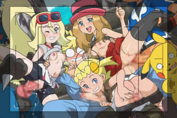3girls 4boys after_fellatio animal_penis anus ash_ketchum ass bike_shorts black_hair black_shirt black_shorts black_thighhighs blonde_hair blue_fur bonnie_(pokemon) breasts brother_and_sister brown_hair caressing_testicles censored clemont_(pokemon) clothes_lift clothes_pull dog_penis erection free_use gen_1_pokemon gen_4_pokemon glasses hat hetero high-waist_skirt highres incest interspecies jcm2 knotted_penis korrina_(pokemon) loli lucario mosaic_censoring multiple_boys multiple_girls nintendo nipples no_panties one_leg_raised open_mouth penis pikachu pink_hat pleated_skirt pokemon pokemon_(anime) pokemon_(creature) pokemon_xy_(anime) pokephilia porkpie_hat pussy pussy_juice red_skirt saliva serena_(pokemon) sex shirt shirt_lift shorts shorts_pull siblings skirt skirt_lift sleeveless sleeveless_shirt small_breasts spread_pussy testicles thighhighs tongue tongue_out torn_bike_shorts torn_clothes vaginal white_skirt
