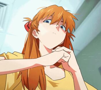 Rule 34 | 1boy, 2girls, animated, bed, blue eyes, closed mouth, female pervert, femdom, glaring, hair between eyes, hands on own hips, hospital bed, ikari shinji, indoors, katsuragi misato, khyle., long hair, looking at another, looking at viewer, lying, meme, multiple girls, neon genesis evangelion, on back, orange hair, pervert, revenge, role reversal, scene reference, shaded face, shinji's fapping hand (meme), shirt, short sleeves, souryuu asuka langley, standing, the end of evangelion, video, voyeurism, yellow shirt