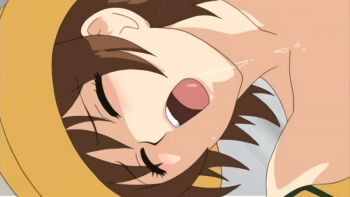 00s 1girl 2004 animated animated_gif brown_hair closed_eyes drooling hat implied_sex kininaru_kimochi molestation rape rikako_sawada shirt short_hair tagme