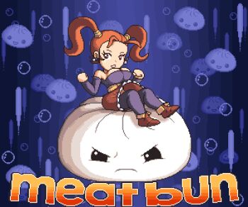 1girl animated animated_gif boots bouncing bouncing_breasts breasts bubble cameo cleavage corset dragon_quest dragon_quest_viii dress dumpling earrings english_text eyelashes food jessica_albert jewelry large_breasts long_hair pantyhose paul_robertson pixel_art red_hair skirt slime_(dragon_quest) square_enix strapless strapless_dress twintails