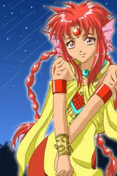 Rule 34 | 1boy, angelique (series), armband, bad id, bracer, braid, closed mouth, cowboy shot, crossdressing, crossdressing (mtf), dress, fins, fish boy, forehead jewel, head fins, interlocked fingers, long hair, looking at viewer, male focus, mel (angelique), night, outdoors, ouya kei, own hands clasped, own hands together, pants, pelvic curtain, red armband, red eyes, red hair, red pants, shoulder tattoo, side slit, sky, sleeveless, sleeveless dress, smile, solo, standing, star (sky), starry sky, tattoo, trap, v arms, very long hair, yellow dress