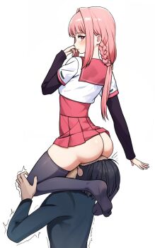 Rule 34 | 1boy, 1girl, ass, commentary, cowgirl position, drinking pee, english commentary, femdom, highres, kamihama university affiliated school uniform, magia record: mahou shoujo madoka magica gaiden, magical girl, mahou shoujo madoka magica, masochism, miyuyu5, pee, peeing, peeing in mouth, school uniform, sitting, sitting on face, sitting on person, straddling, tamaki iroha, thick thighs, thighhighs, thighs