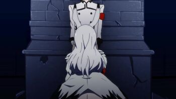 1boy 1girl age_difference all_fours animated arknights armband ass asymmetrical_gloves bent_over black_gloves black_hair censored dress evalithfog fellatio from_behind frostnova_(arknights) gloves hetero highres long_hair long_sleeves mephisto_(arknights) mismatched_gloves mosaic_censoring no_panties no_pants older_female_and_younger_male onee-shota oral out_of_frame outdoors pale_skin pillar pussy rabbit_ears rabbit_girl shiny_skin shirt shota size_difference tagme torn_clothes torn_dress video white_dress white_gloves white_hair white_shirt