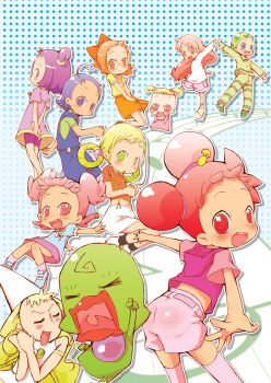 6+girls ahoge asuka_momoko blonde_hair blush child fami fujiwara_hazuki glasses harukaze_doremi harukaze_poppu highres lala_(ojamajo_doremi) long_hair majorika makihatayama_hana multiple_girls namabanana ojamajo_doremi open_mouth segawa_onpu senoo_aiko smile tagme twintails waku_nozomi
