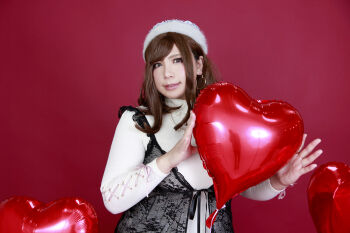 1girl asian breasts brown_hair chouzuki_maryou highres large_breasts photo_(medium) plump solo