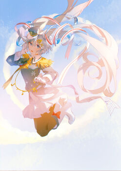 Rule 34 | 1girl, absurdres, ahoge, balabling, beamed eighth notes, commentary request, epaulettes, full body, gloves, hair between eyes, hair ornament, hat, hat feather, hatsune miku, highres, horn (instrument), instrument, instrument hair ornament, light blush, long hair, looking at viewer, mini hat, mini shako cap, multicolored hair, musical note, musical note print, musical staff, musical staff print, official alternate costume, official alternate hairstyle, open mouth, shako cap, smile, solo, twintails, very long hair, vocaloid, white gloves, white hair, yuki miku, yuki miku (2020)