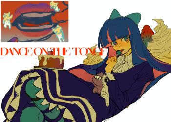 1girl black_dress blue_eyes colored_inner_hair dress guru.zong hashtag-only_commentary highres honekoneko_(psg) long_hair looking_at_viewer multicolored_hair panty_&amp;_stocking_with_garterbelt pink_hair purple_hair solo stocking_(psg)