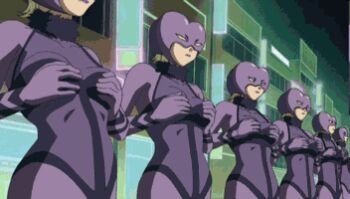 00s 6+girls animated animated_gif anime_screenshot bodysuit bouncing_breasts bra bra_pull breast_beam breasts clone clothes_pull lactation lactation_through_clothes lineup lingerie_senshi_papillon_rose lowres mask multiple_girls nipples skin_tight underwear what