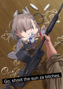 Rule 34 | 1boy, 1girl, absurdres, american flag, american flag print, american flag skirt, asymmetrical gloves, black one-piece swimsuit, denim, denim skirt, english text, fairy (kancolle), flag print, gloves, go do a crime (meme), grey hair, gun, headgear, highleg, highleg one-piece swimsuit, highres, holding, holding gun, holding weapon, japanese flag, kantai collection, long hair, meme, mini person, minigirl, mismatched gloves, one-piece swimsuit, partially fingerless gloves, pov, print skirt, ron (pixiv83091338), scarf, skirt, solid oval eyes, solo focus, super highleg, swimsuit, two-tone gloves, two-tone one-piece swimsuit, very long hair, wahoo (kancolle), weapon, white one-piece swimsuit, white scarf