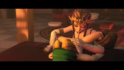 1boy 1girl 3d age_difference alternate_costume anaru animated bottomless cum cum_in_mouth ejaculation fellatio femdom fucked_silly handjob hetero highres interior link moaning navel nintendo onee-shota oral orgasm penis pov princess_zelda shota small_penis sound spread_legs testicles the_legend_of_zelda uncensored video young_link