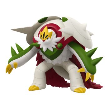 3d absurdres artist_request chesnaught closed_mouth full_body gen_6_pokemon highres mega_chesnaught mega_pokemon nintendo official_art outline pokemon pokemon_(creature) pokemon_focus pokemon_legends:_z-a second-party_source solo spikes standing transparent_background white_outline
