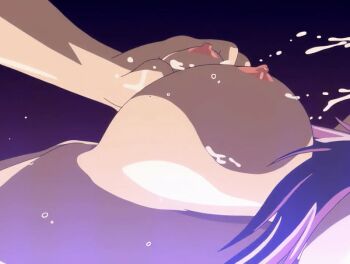 00s 2004 2girls animated animated_gif anime_screenshot bible_black bible_black_new_testament breasts grabbing_another&#039;s_breast groping groping_breast ichikawa_aki imari_kurumi large_breasts long_hair makeup multiple_girls nipples purple_hair shin_bible_black sidelocks sweat sweatdrop tagme yuri