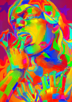 1boy absurdres colorful commentary_request eyelashes finger_in_own_mouth hat highres johnny_joestar jojo_no_kimyou_na_bouken male_focus open_mouth portrait skyfiss solo star_(symbol) steel_ball_run tongue