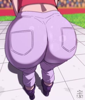 1girl animated ass ass_clapping ass_focus ass_shake bbvshh bouncing_ass d-art denim dragon_ball dragon_ball_gt female_focus from_behind huge_ass opennsfwsp outdoors pan_(dragon_ball) pants solo sound tagme third-party_edit twerking video wide_hips