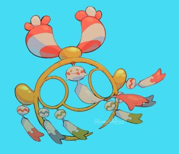 blue_background chimecho closed_mouth colored_sclera full_body gen_3_pokemon looking_at_viewer mega_chimecho mega_pokemon nintendo no_humans pokemon pokemon_(creature) pokemon_focus simple_background smile solo sunnydr0pdraws tongue tongue_out wind_chime yellow_eyes yellow_sclera