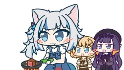 3girls :d aka_shiba animal_ears animated audible_music audible_speech beret blonde_hair blue_eyes blue_hair blunt_bangs blush cat_ears chibi cooking dress english_audio failure fang food frying_pan gawr_gura gawr_gura_(casual) hair_ornament hat headpiece hololive hololive_english long_hair mario_(series) mario_party meat mole mole_under_eye multiple_girls ninomae_ina&#039;nis ninomae_ina&#039;nis_(casual) nintendo o_o official_alternate_costume open_mouth pinafore_dress purple_eyes purple_hair side_ponytail simple_background skin_fang sleeveless sleeveless_dress smile sound streamer_audio talking tentacle_hair video virtual_youtuber watson_amelia watson_amelia_(street_casual) white_background