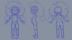 1girl animated ass barefoot blue_skirt reference_sheet closed_mouth commission completely_nude dimples_of_venus drawing eco19 feet female_focus flat_chest from_side gluteal_fold hair_tie highres kneepits loli long_hair looking_at_viewer making-of multiple_views nape nipples nude orange_hair original overall_skirt profile purple_eyes screencap shirt short_sleeves shoulder_blades simple_background sketch skirt standing straight-on strap_slip thighs toes twintails video yellow_shirt